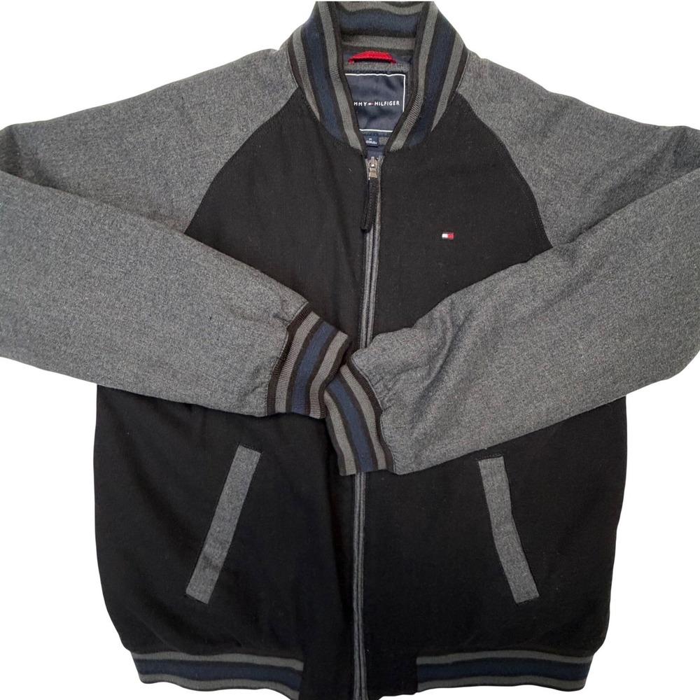 Y2K Tommy Hilfiger Mens‎ Wool Blend Varsity Bomber Jacket Medium Minimalist